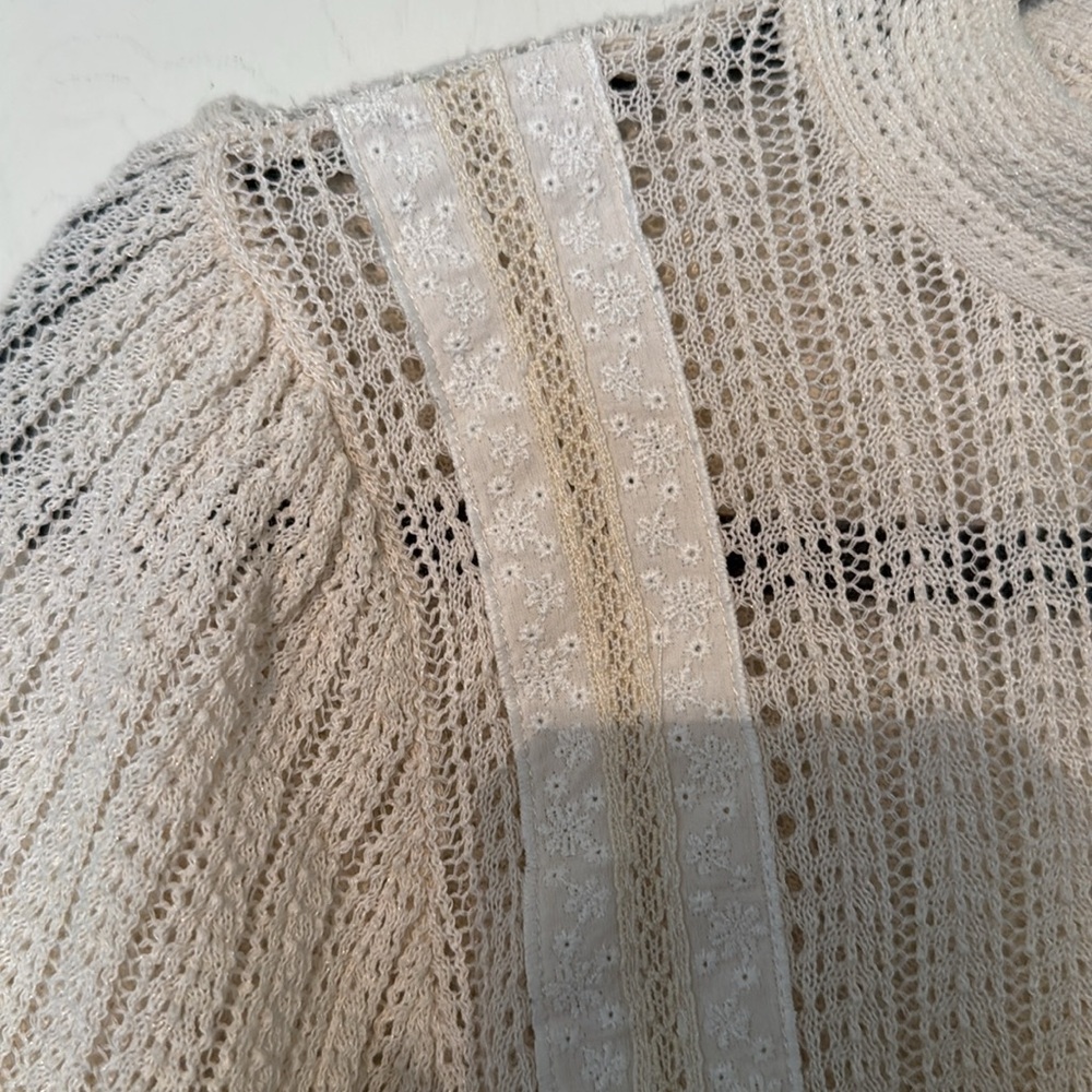 Zara Cream Knit Blouse size medium PA - Picture 2 of 6